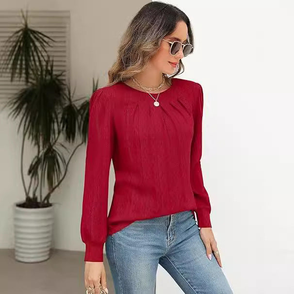 Damen Stylische Bluse mit dekorativem Faltenwurf Drune