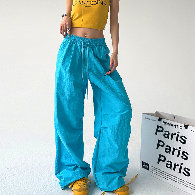 Damen Weite Sporthose mit elastischem Bund und Kordelzug Drune
