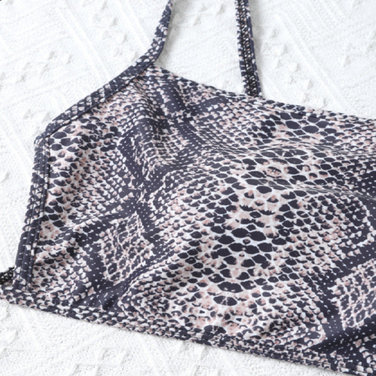 Damen Cropped Bikinioberteil mit Schlangenleder-Design Drune
