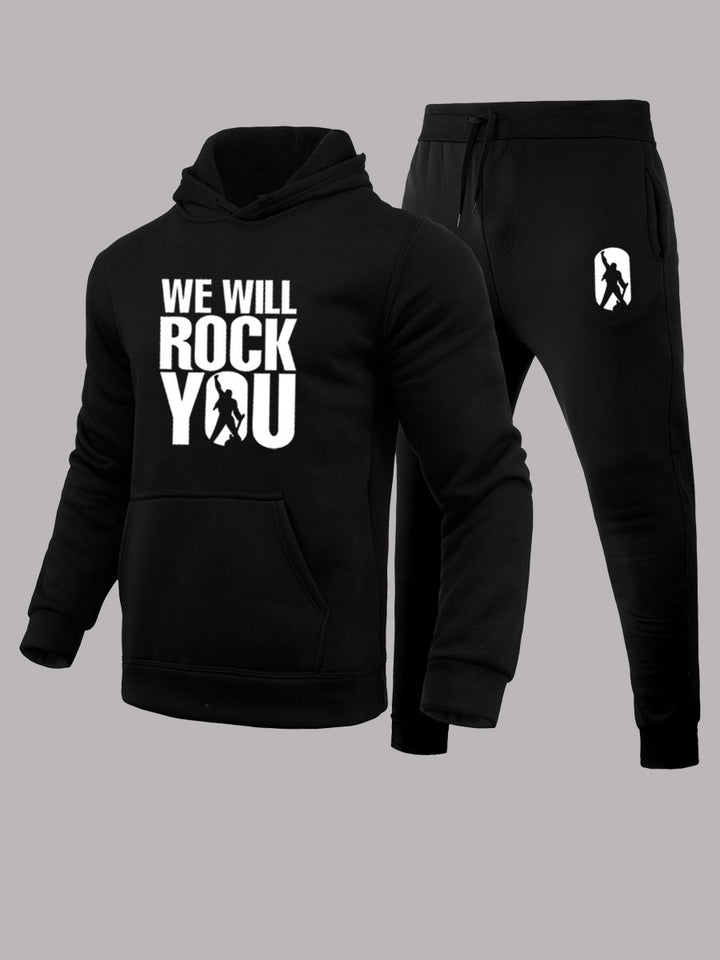 Herren Hoodie und Jogginghose Set mit kraftvollem Statement Drune