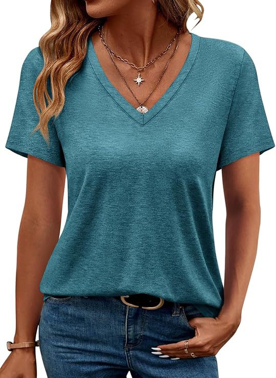 Damen V-Ausschnitt T-Shirt aus weichem Single Jersey Drune