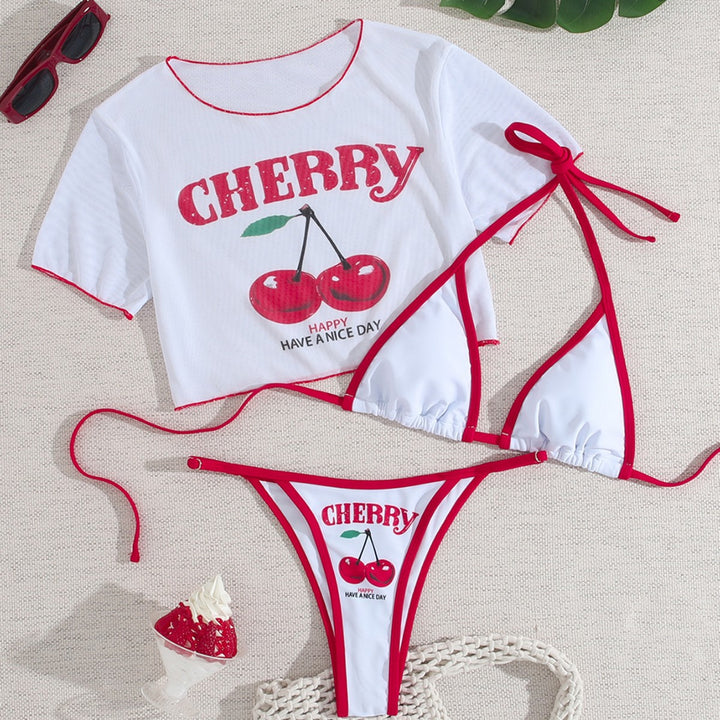 Damen Bikiniset mit kreativem Kirschen-Design Drune