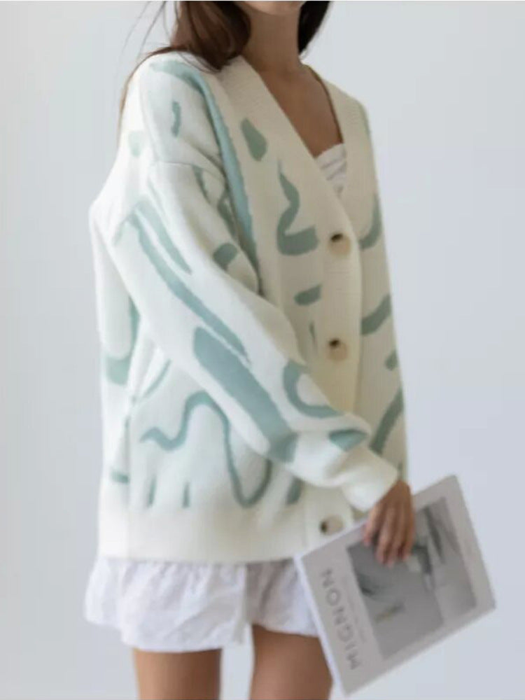 Damen Gemütlicher Strickcardigan mit einzigartigem Muster Drune