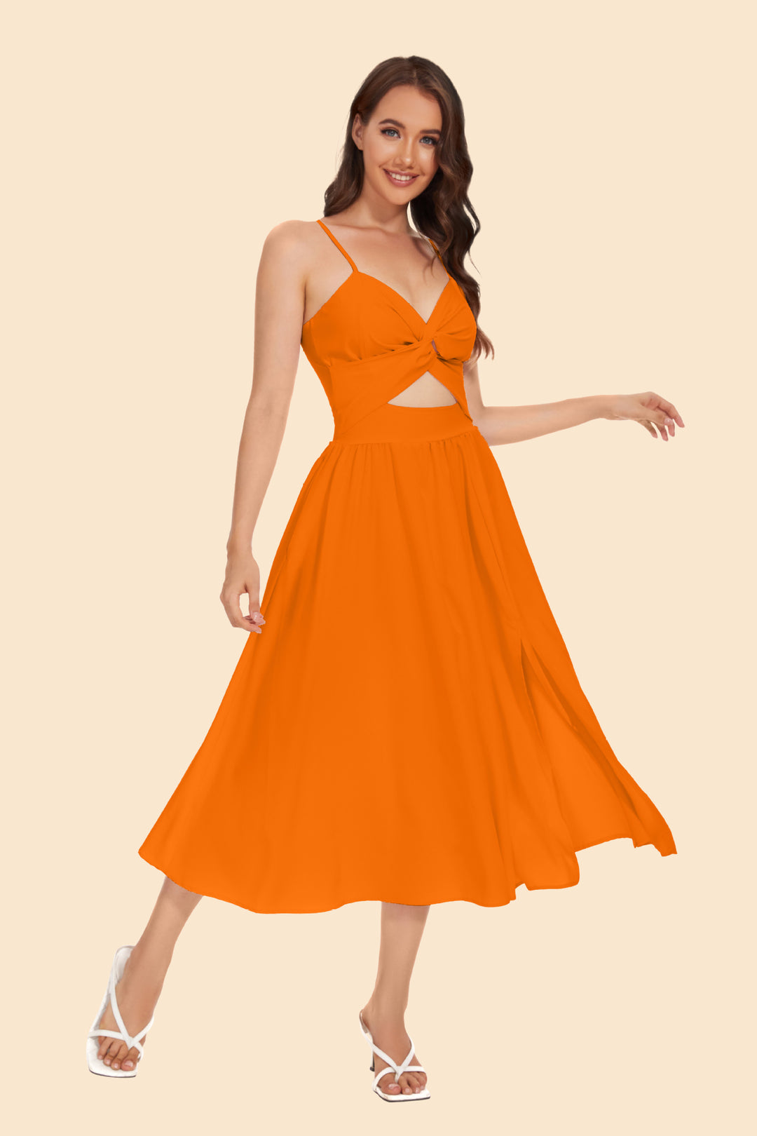 Damen Zweiteiler Ensemble mit elegantem knotenfreier Bluse und fließendem Rock mit Schlitz Drune