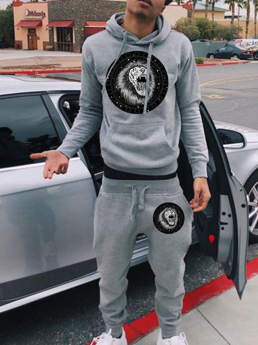 Damen Kapuzenpullover und Jogginghose Set mit innovativem Löwenmotiv Drune