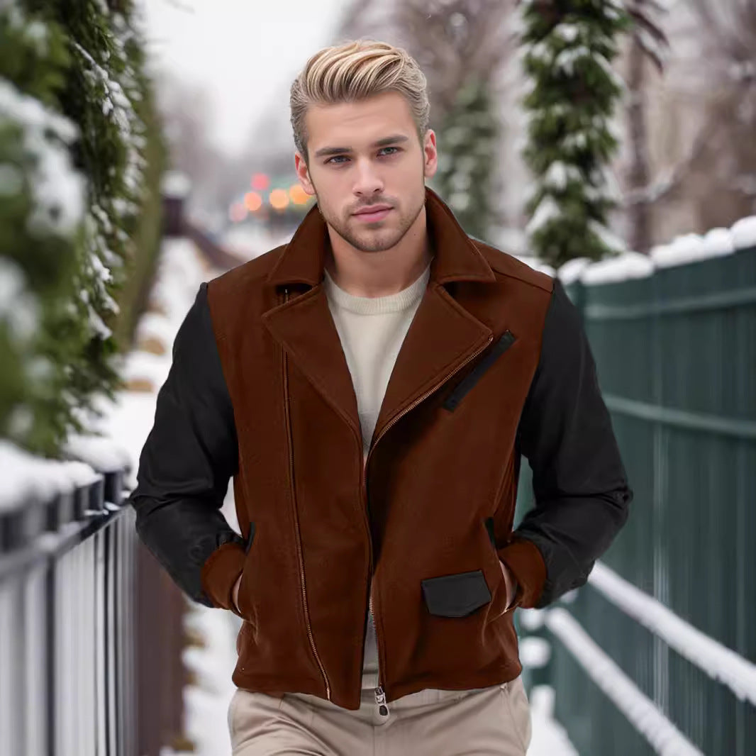 Herren sportlich-elegante Jacke mit Kunstleder-Ärmeln Drune