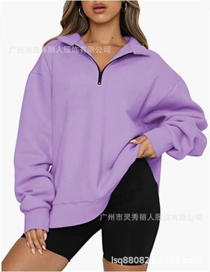 Damen Sportlicher Sweater mit Halbreißverschluss und oversized Passform Drune