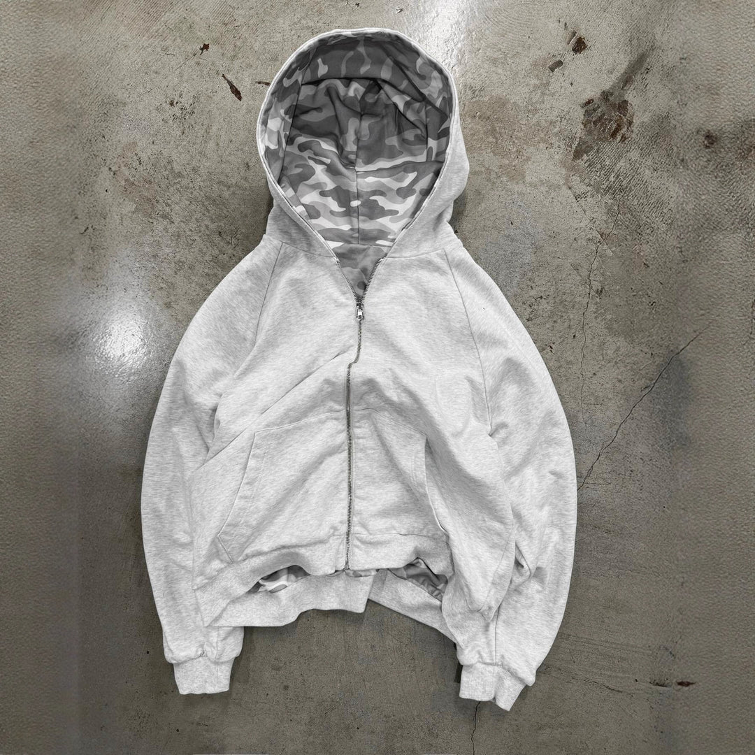 Damen Urbaner Kapuzenpullover mit camouflage Muster und breiten Bündchen Drune