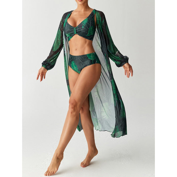 Damen Bikiniset mit farbenfrohem Design und transparenter Strandumhüllung Drune