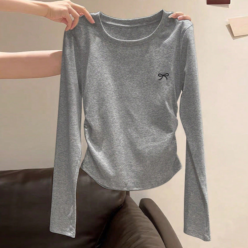 Damen gemütliches Longsleeve Oberteil mit Rundhalsausschnitt Drune