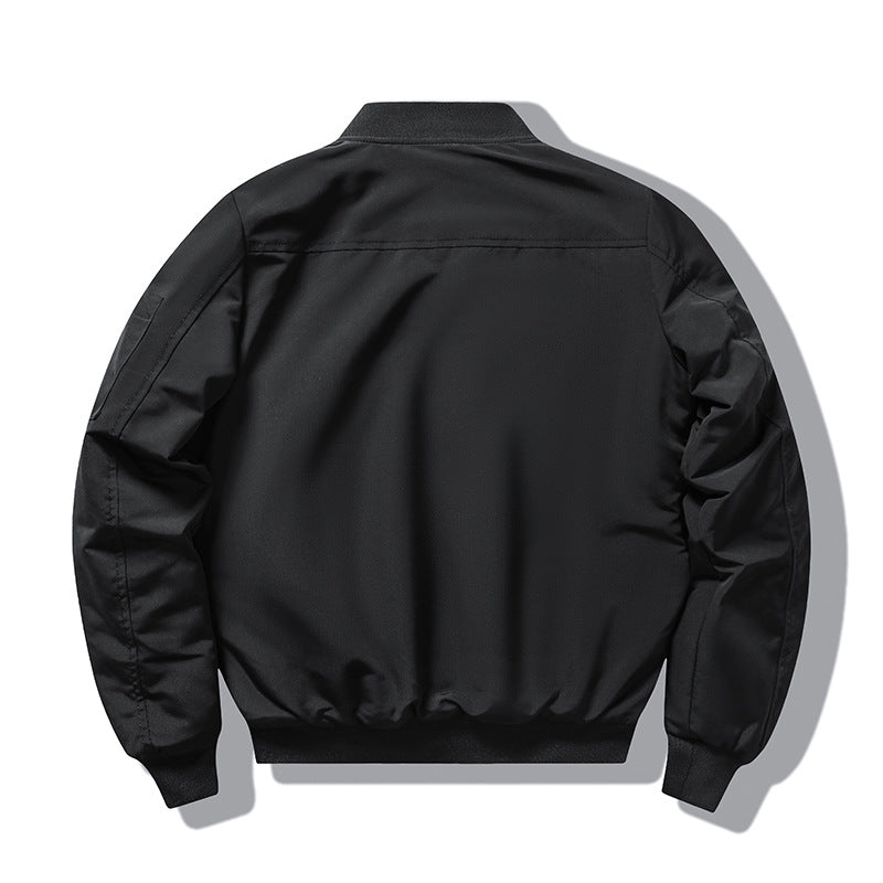 Herren  Insignia-bestickte leichte Pilot Bomberjacke mit Reißverschlussärmel Utility-Tasche Drune