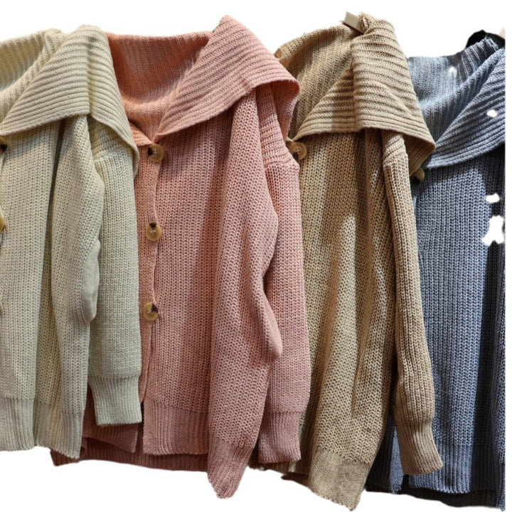 Damen Strickjacke mit Kapuze und großen Taschen Drune