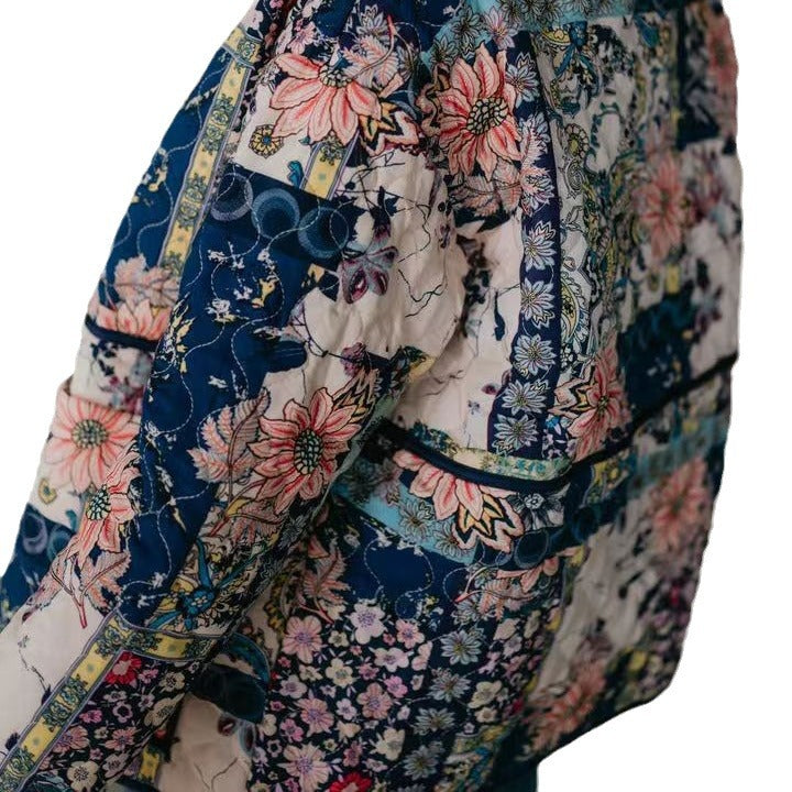 Damen Steppjacke mit floralem Design und praktischen Taschen Drune