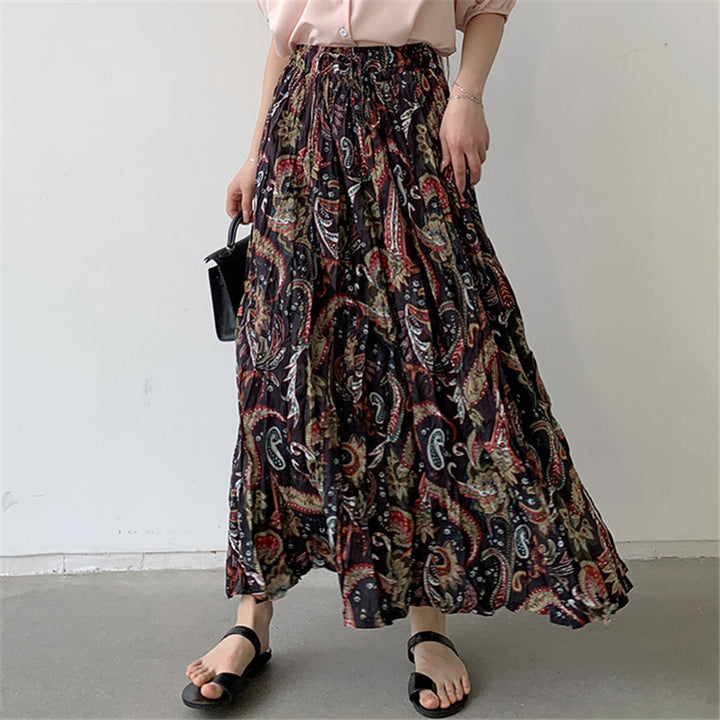 Damen Maxirock mit floralen Paisleymustern und elastischem Bund Drune
