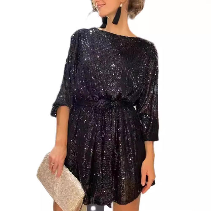 Damen Paillettenkleid mit weitem Schnitt und eleganter Taillierung Drune