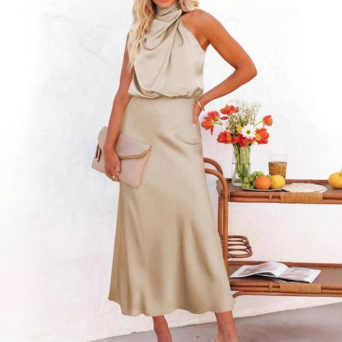 Damen Elegantes Trägerkleid mit drapiertem Oberteil und A-Linien-Schnitt Drune