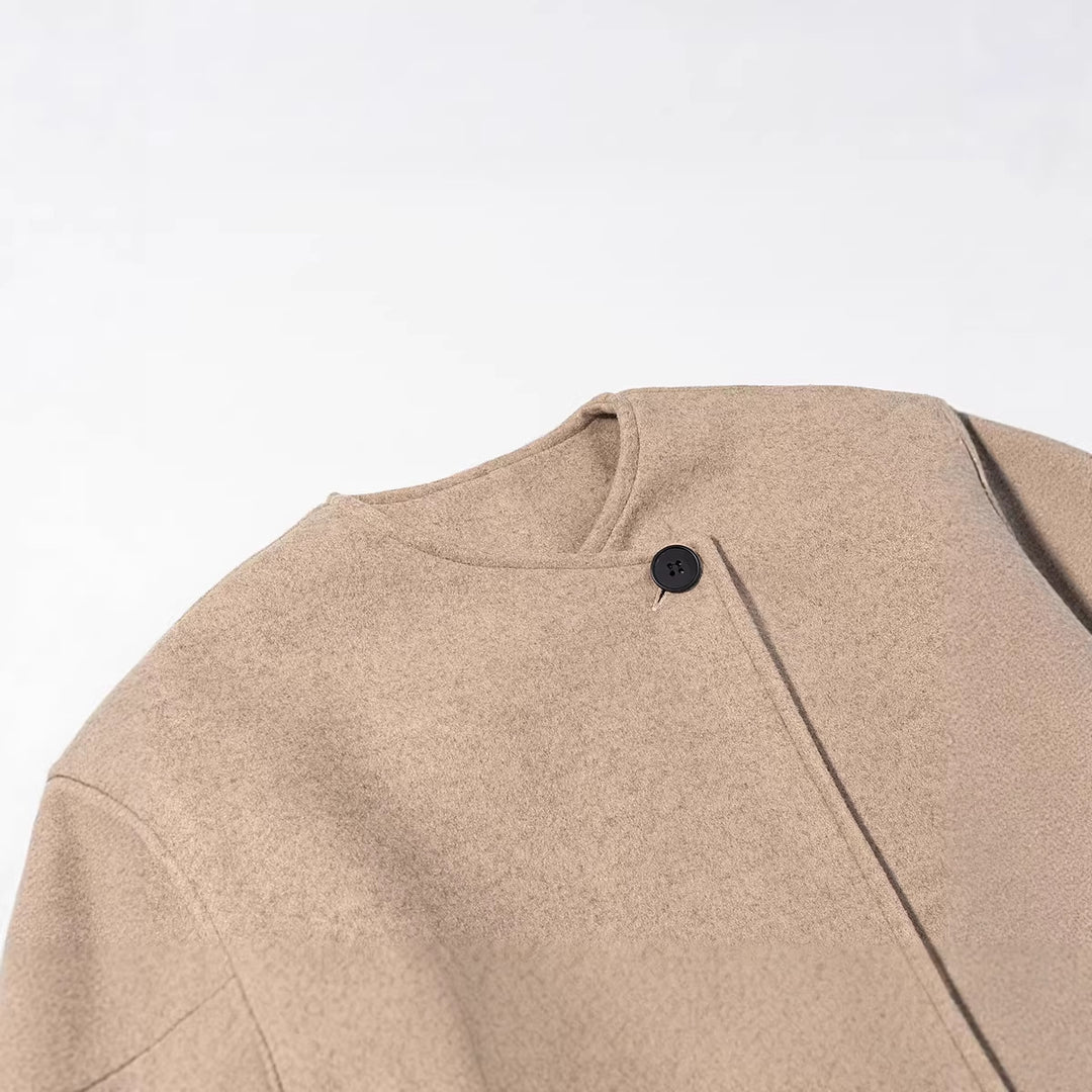 Damen Modische Kurzjacke mit asymmetrischem Schnitt und Knopfdesign Drune