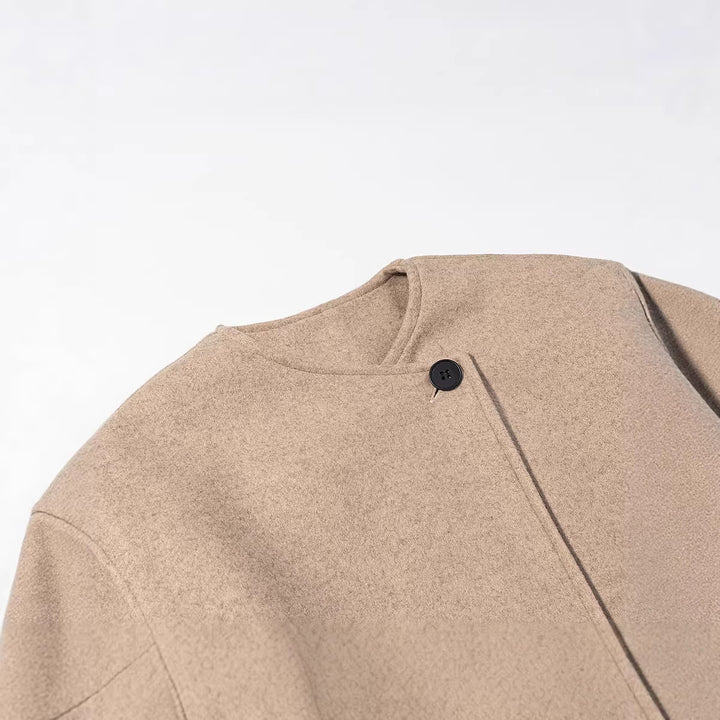 Damen Modische Kurzjacke mit asymmetrischem Schnitt und Knopfdesign Drune