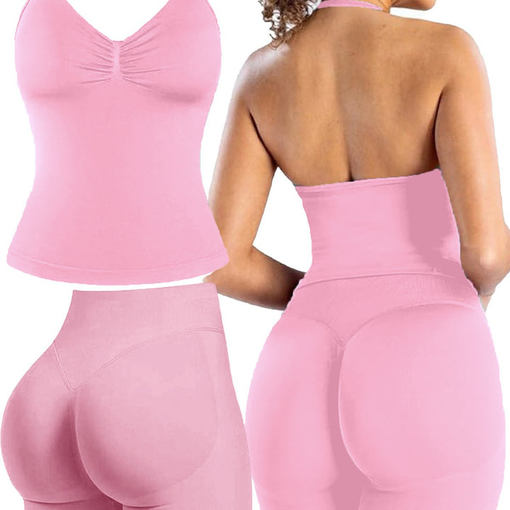 Damen Sportoberteil mit push-up Effekt und figurformenden Shorts Drune