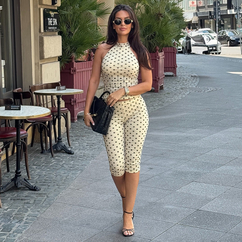 Damen Sportlicher Bodysuit mit modischem Polka-Dot-Muster Drune
