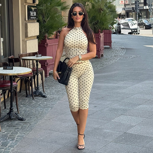 Damen Sportlicher Bodysuit mit modischem Polka-Dot-Muster Drune