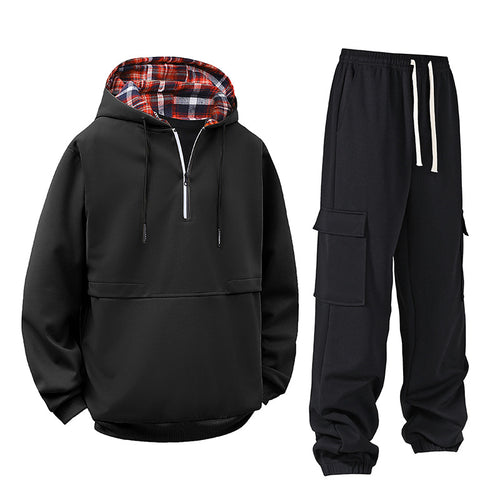 Damen lässiger Hoodie mit Druckknopf und Cargo-Hose Drune