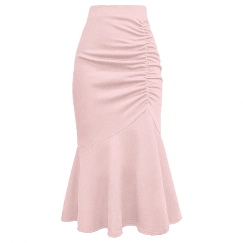 Damen eleganter Midirock mit asymmetrischem Schnitt und Raffung Drune