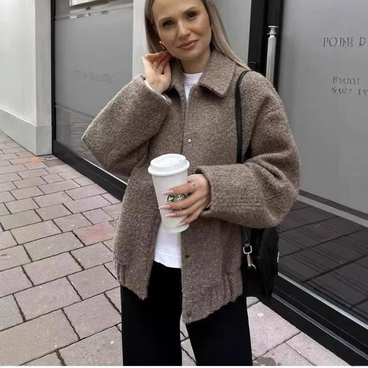 Damen gemütliche Oversized-Jacke aus hochwertigem Teddy-Material Drune