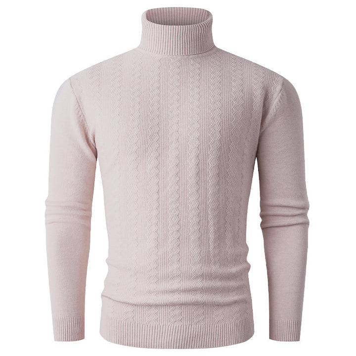 Herren stylischer Rollkragenpullover mit strukturiertem Zopfmuster und hochabschließendem Kragen Drune
