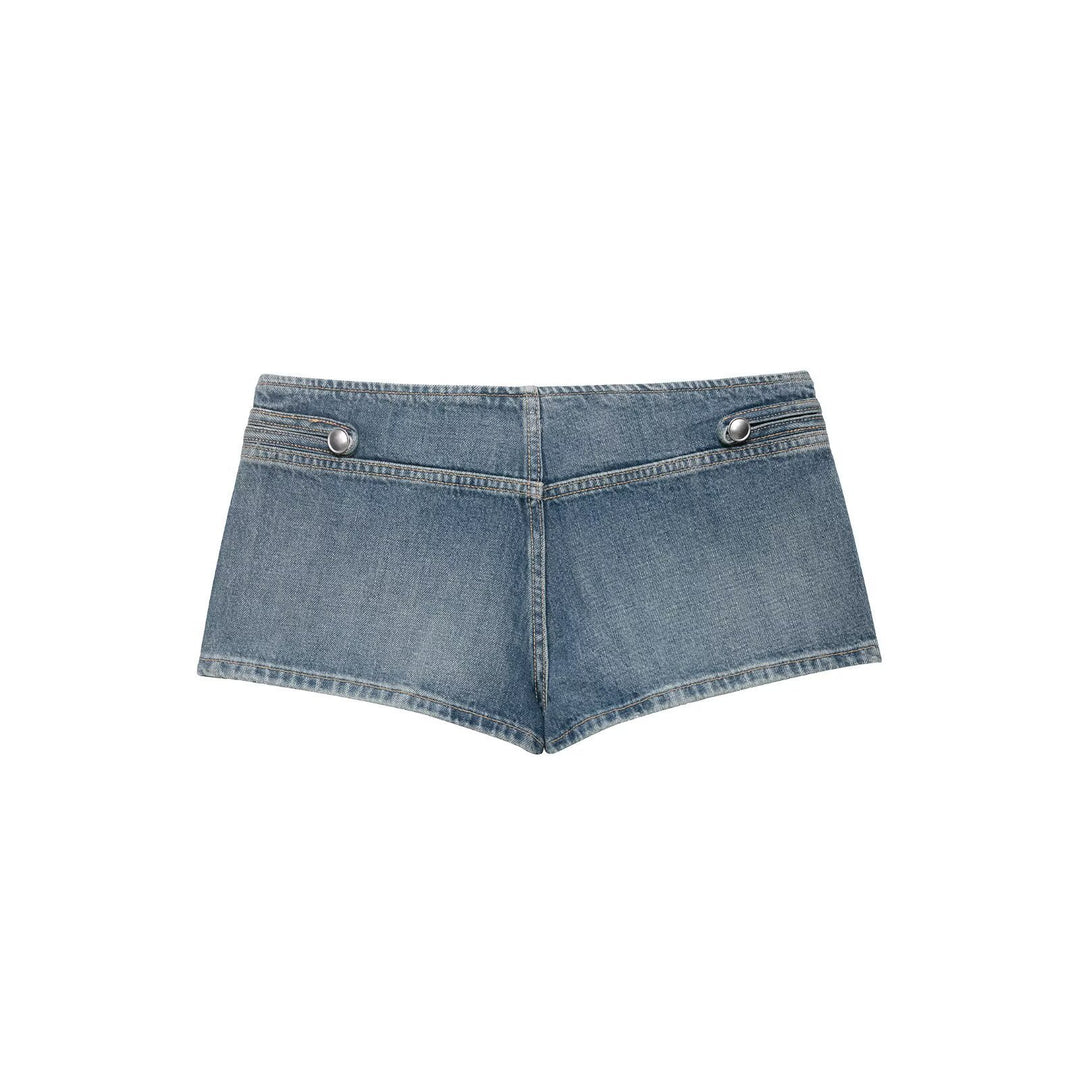 Damen Denim-Shorts mit dekorativen Knöpfen Drune