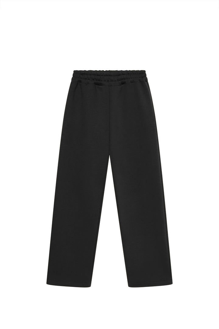 Damen nan weite High‑Waist Loungehose mit hohem Komfortbund, verdeckten Seitentaschen und geradem Bein Drune