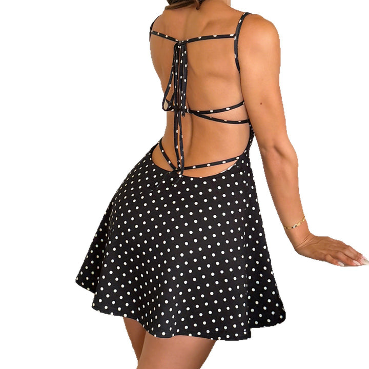Damen ärmelloses Sommerkleid mit verspieltem Punktemuster Drune