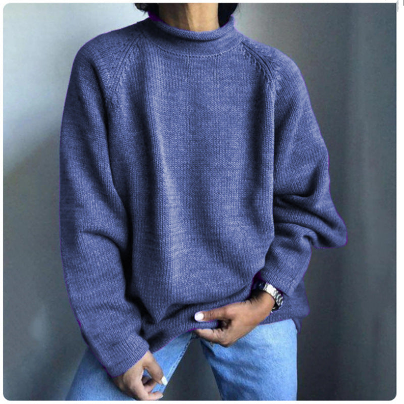 Damen nan kastiger Feinstrickpullover mit kurzem Stehkragen und Raglanärmeln Drune