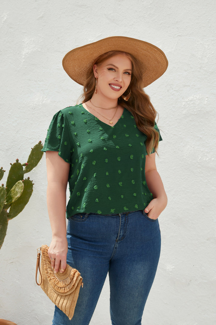 Damen Leichtes V-Ausschnitt T-Shirt mit strukturiertem Design Drune