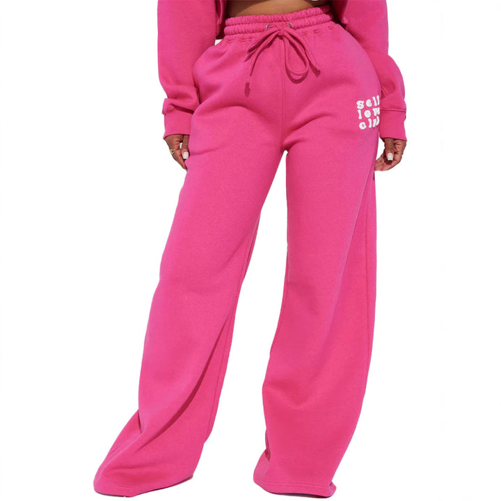 Damen weite Jogginghose mit elastischem Bund und auffälliger Schriftzug Drune