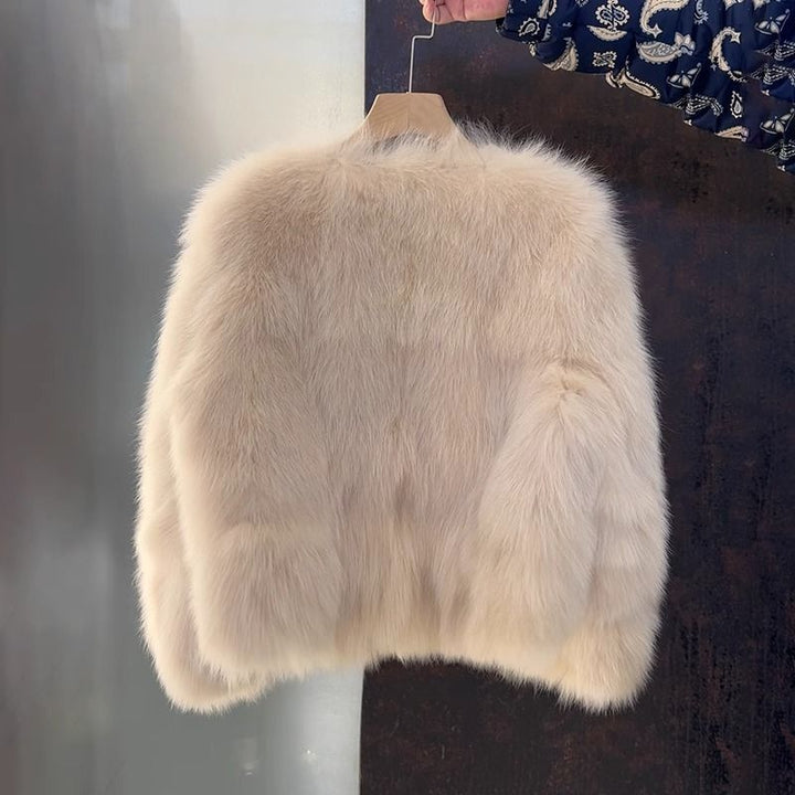 Damen elegante Kunstfelljacke mit kurzem Schnitt Drune