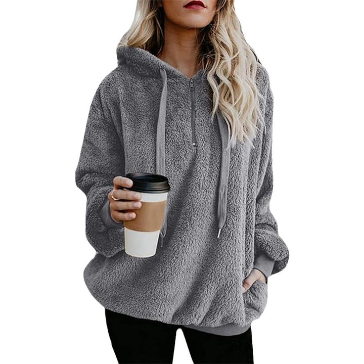Damen Oversized Kuschelpullover mit praktischer Kapuze und seitlichen Einschubtaschen Drune