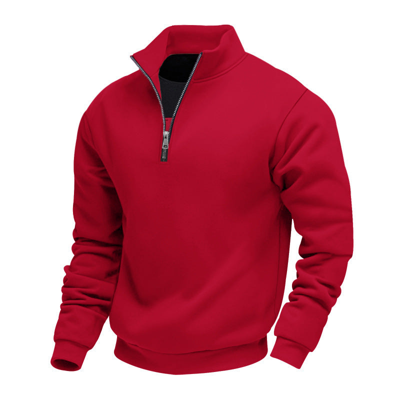 Herren nan halbhoher Reißverschluss-Sweatpullover mit Stehkragen weichem Fleecefutter und elastischen Bündchen Drune