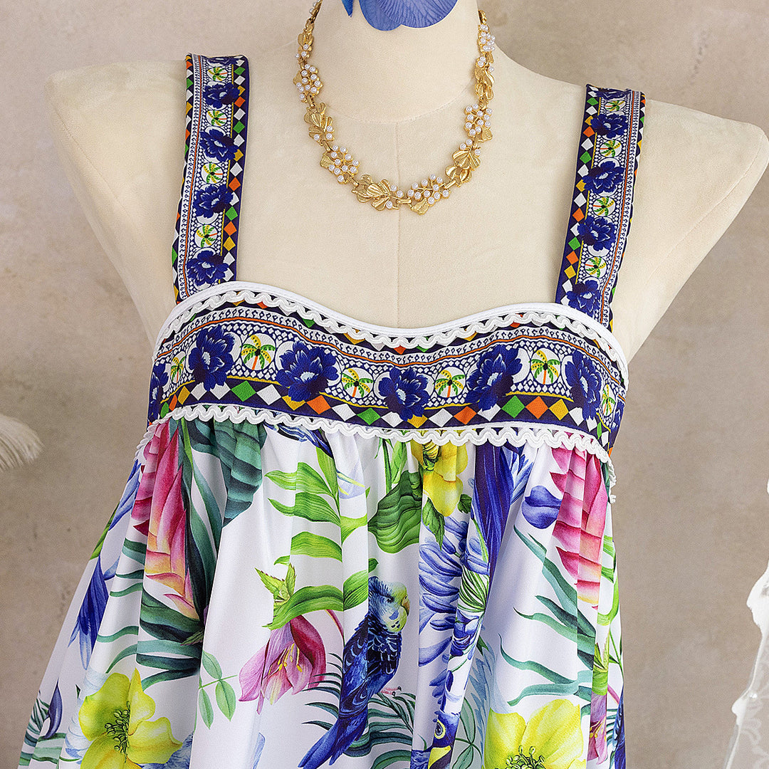 Damen luftiges Sommerkleid mit floralem Muster Drune