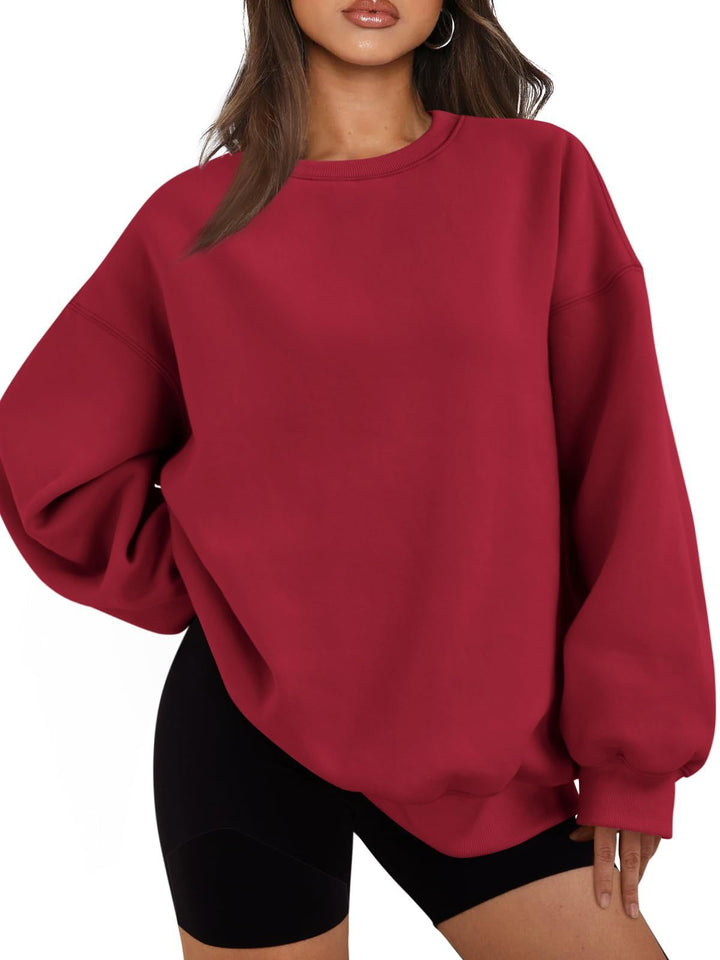 Damen nan Boxy-Crewneck-Sweat mit extraweiter Passform, Raglanärmeln und weichem Fleece-Innenfutter Drune
