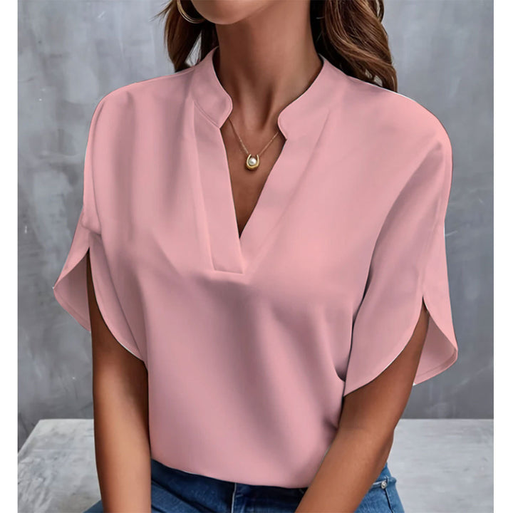 Damen elegantes Oberteil mit modernen Seitenschlitzen und V-Ausschnitt Drune