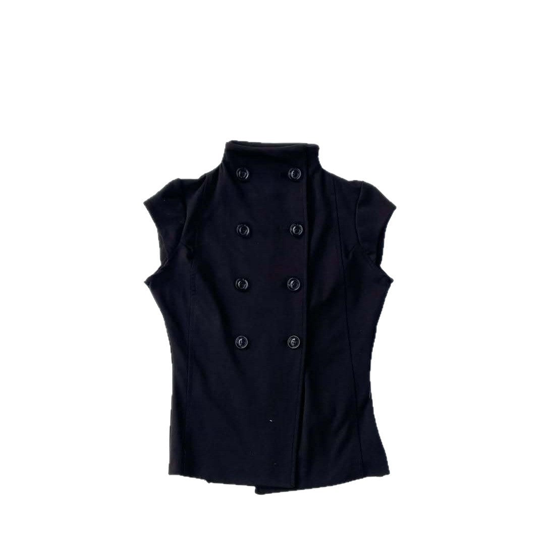 Damen elegantes bodenlanges Oberteil mit Stehkragen Drune