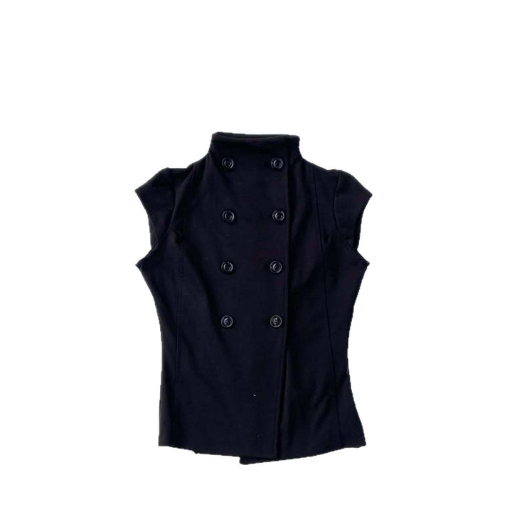 Damen elegantes bodenlanges Oberteil mit Stehkragen Drune