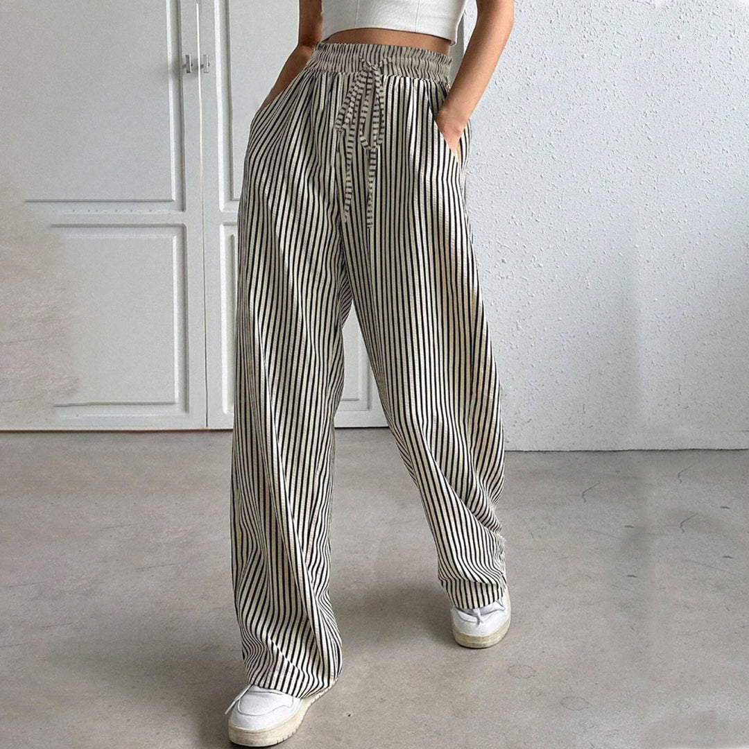 Damen Weite Streifen-Hose Drune