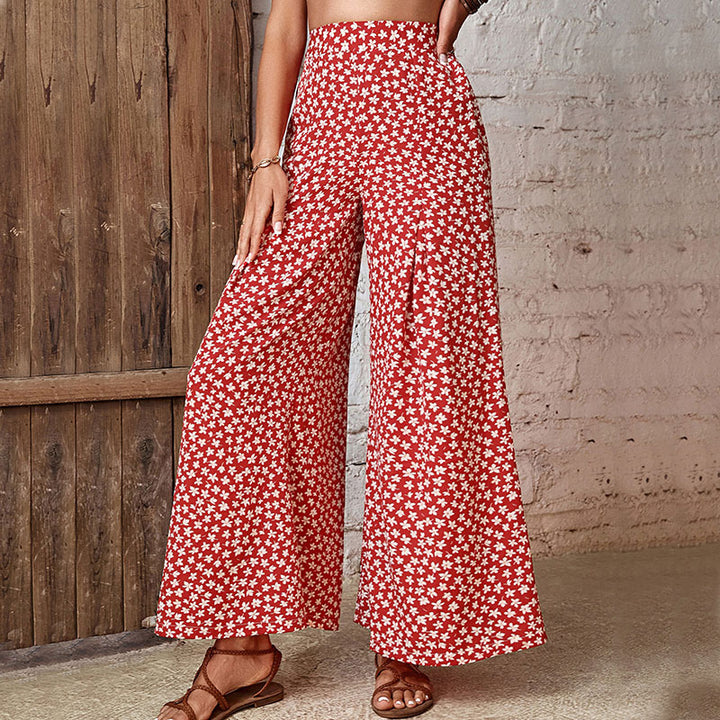 Damen Weite Palazzo-Hose mit floralem Muster und elastischem Bund Drune
