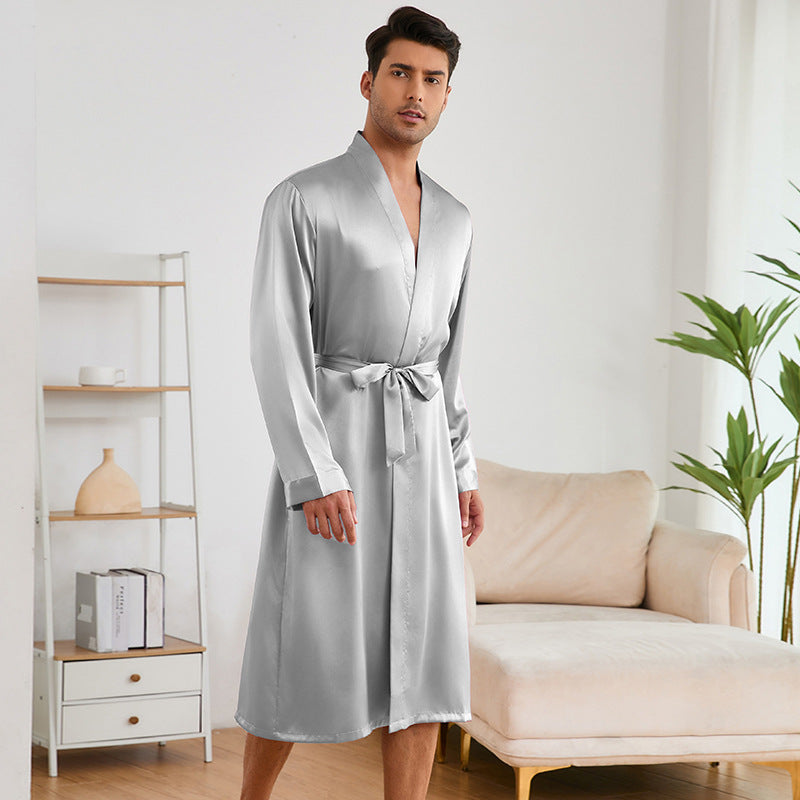 Herren Satin Morgenmantel mit luxuriösem Finish und praktischen Taschen Drune