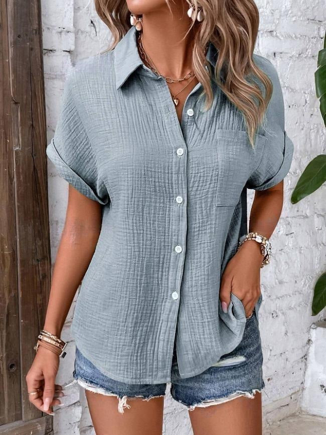 Damen lässige Kurzarm-Bluse Drune