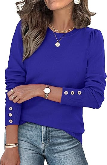 Damen lässiger Pullover mit Knopfdetails Drune