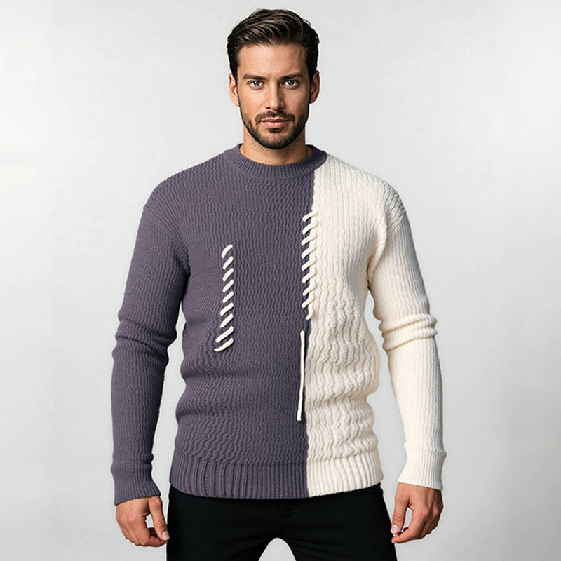 Herren modischer Pullover mit strukturiertem Design und einzigartigen Knotendetails Drune