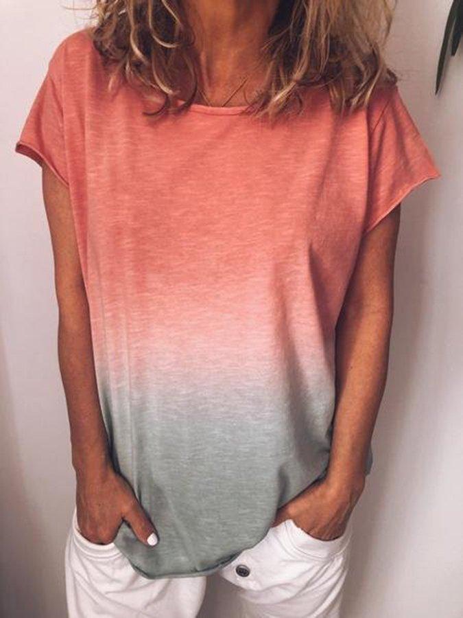 Drune | Gradient-Druck Bunt V-Ausschnitt T-Shirt